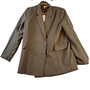 m.n.i los angeles Womens Double Breasted Blazer‎ Mocha Brown MT0349 Large NWT